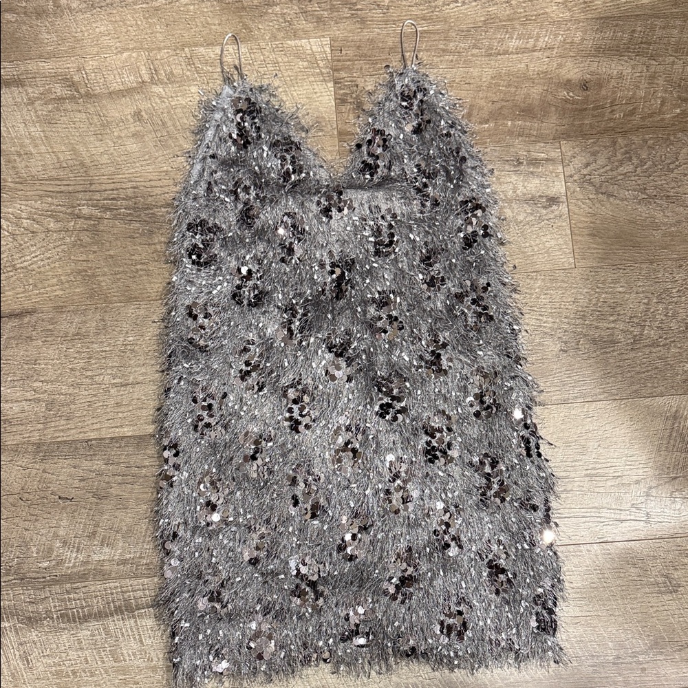 Zara Fuzzy Gray Mini Dress